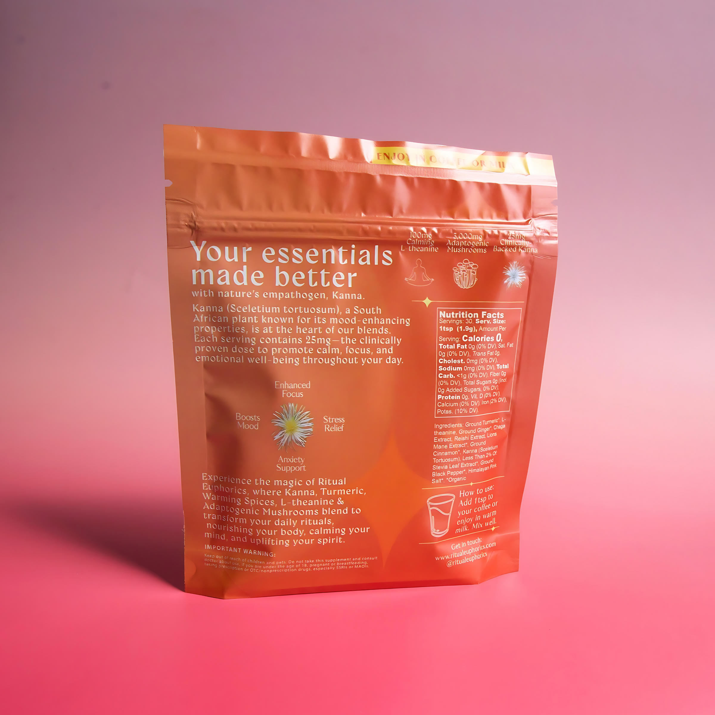 60 Servings of Kanna Mushroom Turmeric Latte