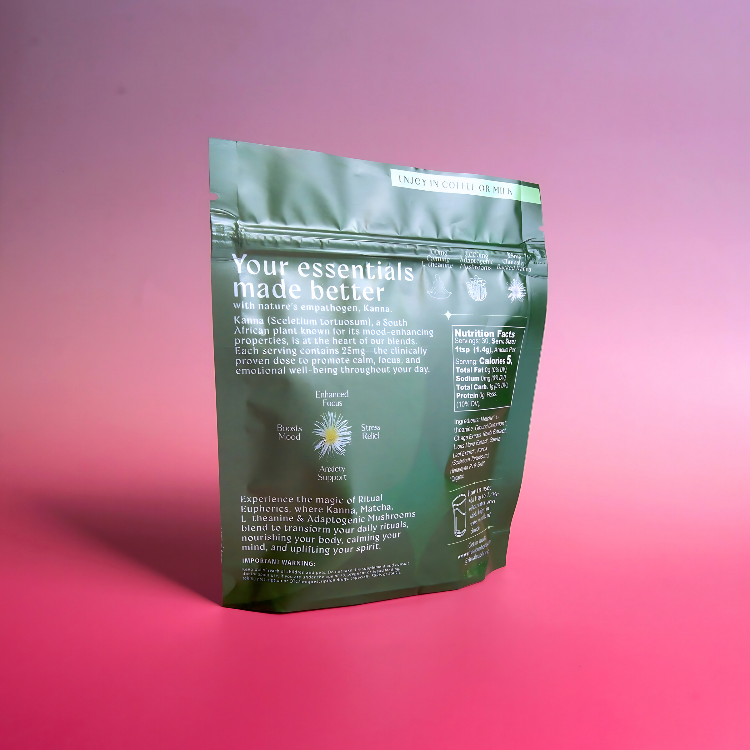 60 Servings of Kanna Mushroom Matcha Latte